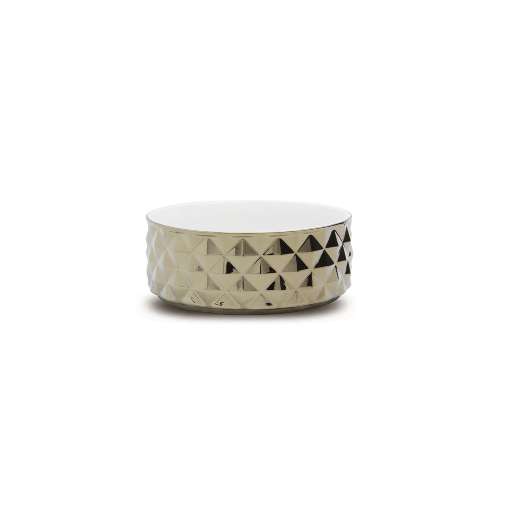 Chrome Effect Ceramic Pet Bowl - S (450ml)