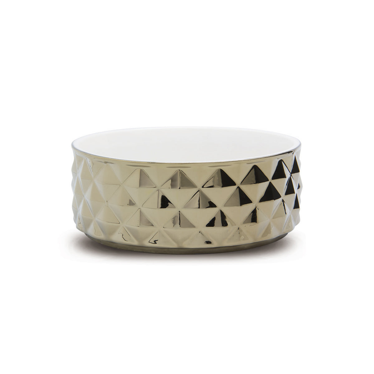 Chrome Effect Ceramic Pet Bowl - M (880ml)