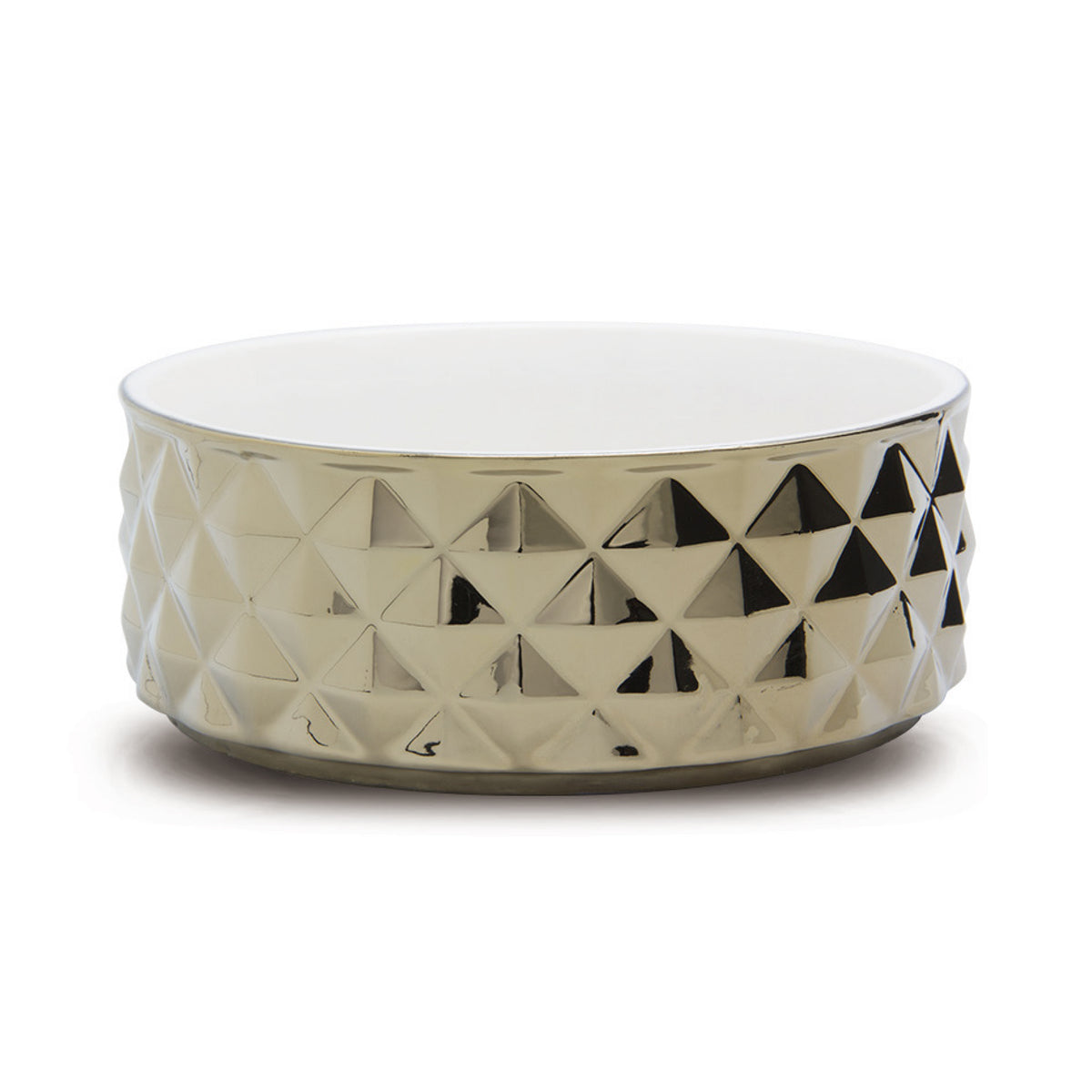 Chrome Effect Ceramic Pet Bowl - L (1600ml)