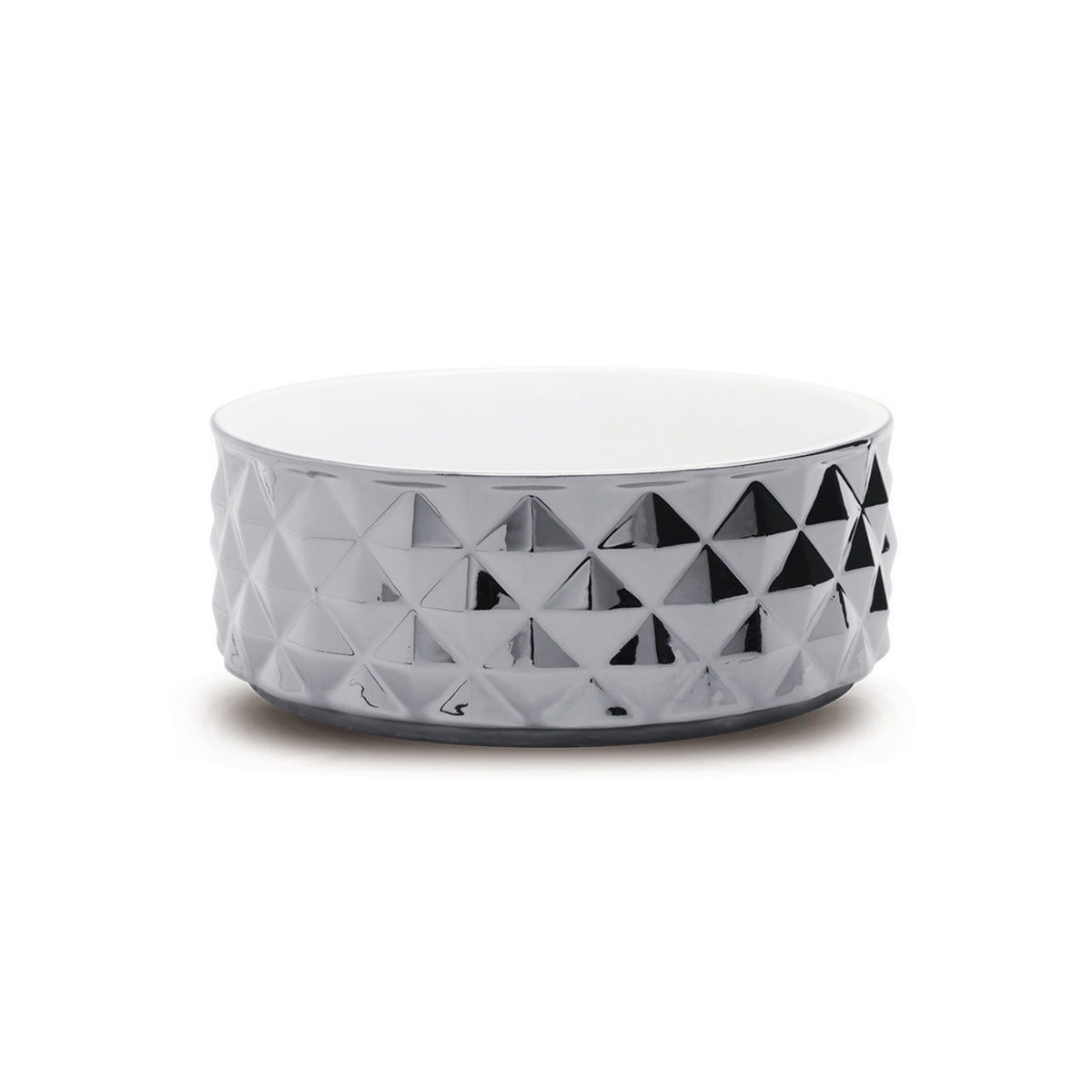 Chrome Effect Ceramic Pet Bowl - M (880ml)