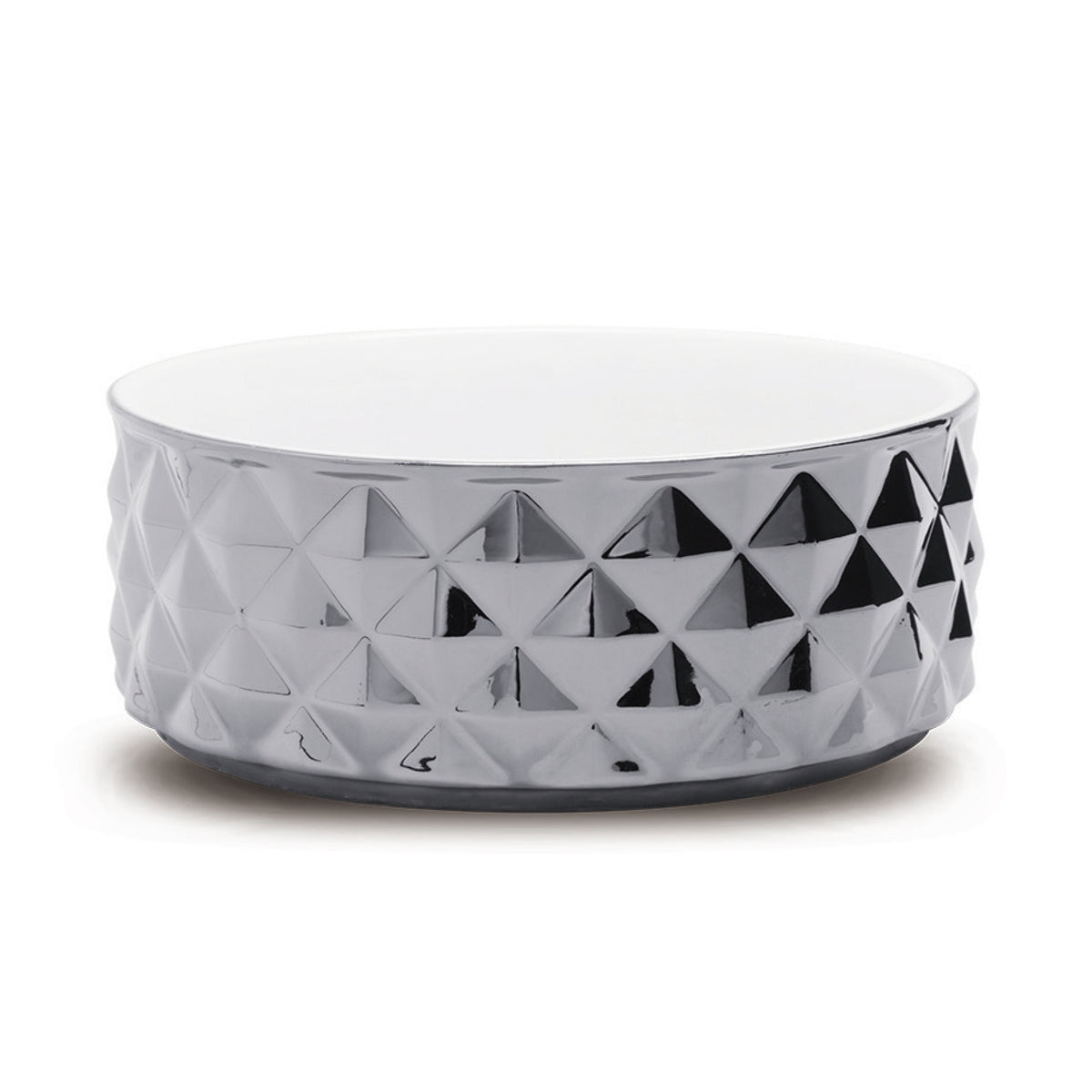 Chrome Effect Ceramic Pet Bowl - L (1600ml)