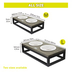 Rubberwood & Metal Double Diner with Ceramic Bowls - L (2000ml) - Additional Image 1