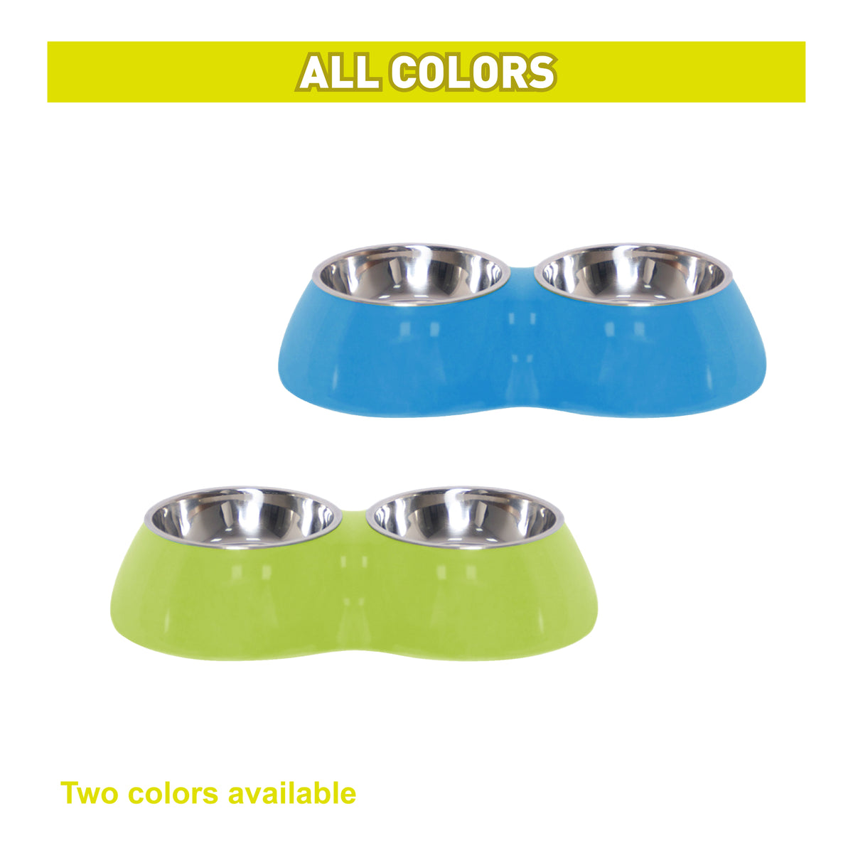 Melamine Double Diner with Stainless Steel Bowls - Assorted - L (600ml) - Additional Image 1