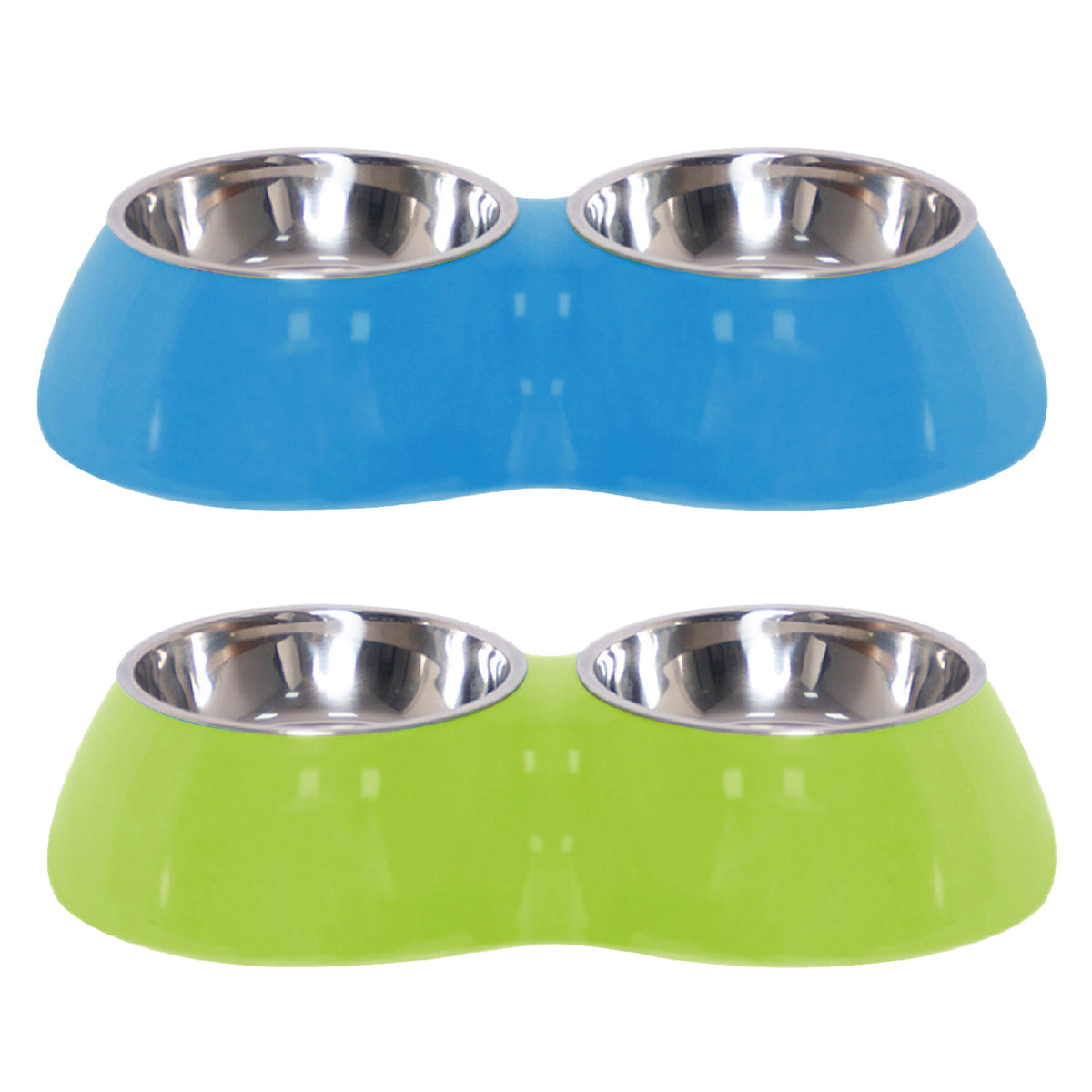 Melamine Double Diner with Stainless Steel Bowls - Assorted - L (600ml)
