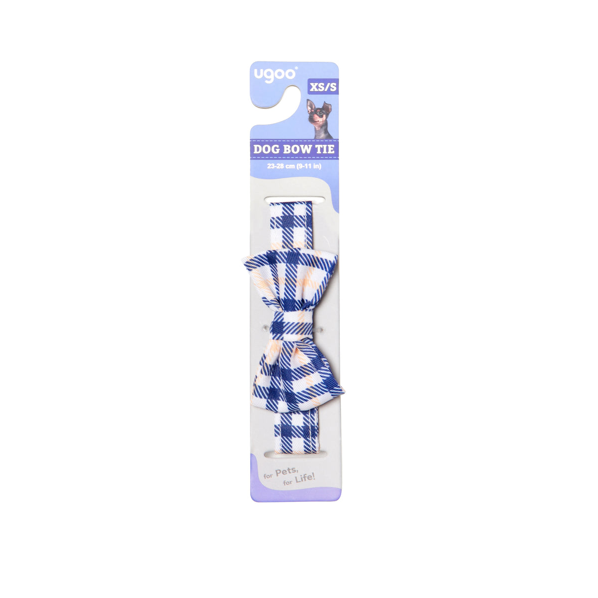 Adjustable Plaid Bow-Tie Dog Collar - S