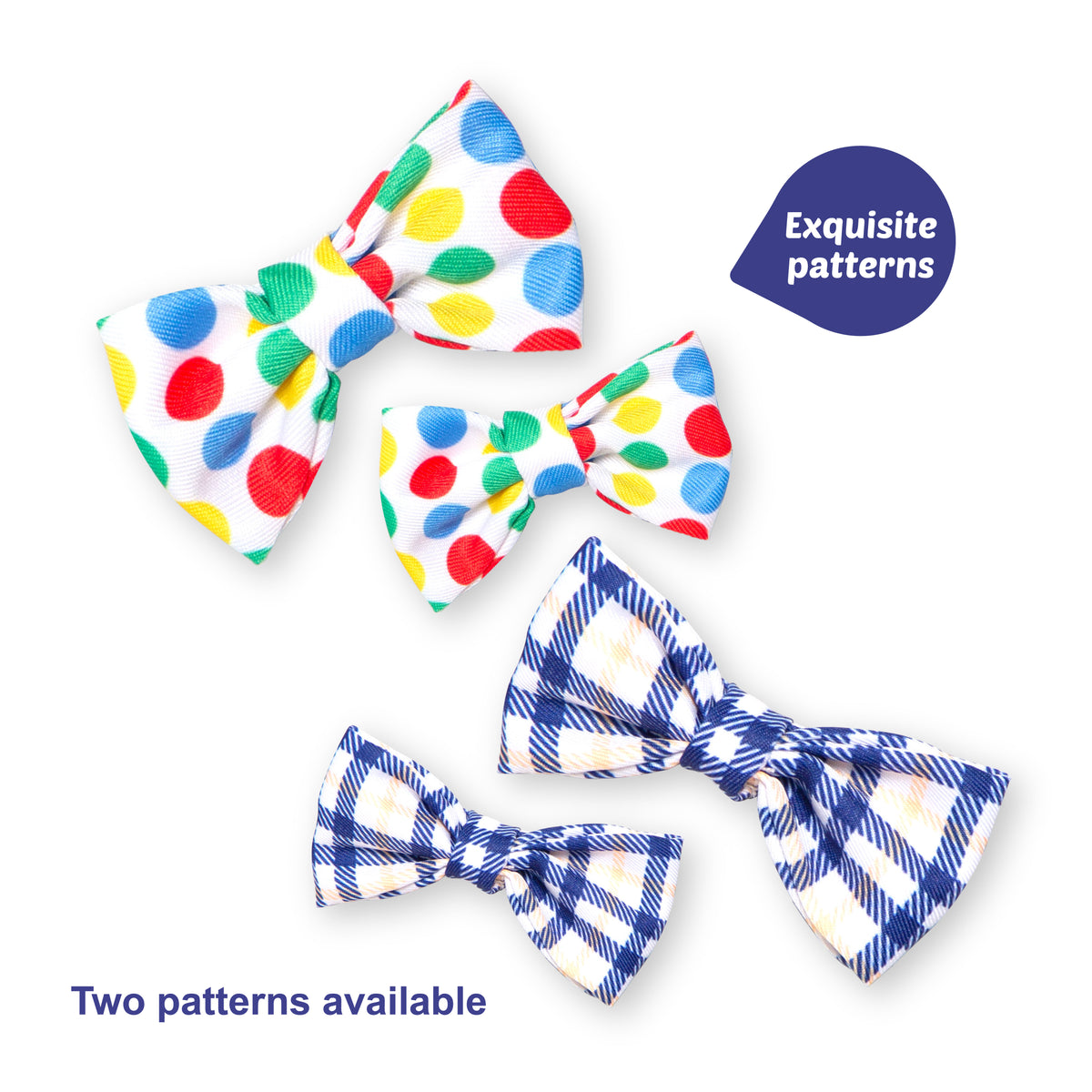 Adjustable Polka Bow-Tie Dog Collar - M - Additional Image 1