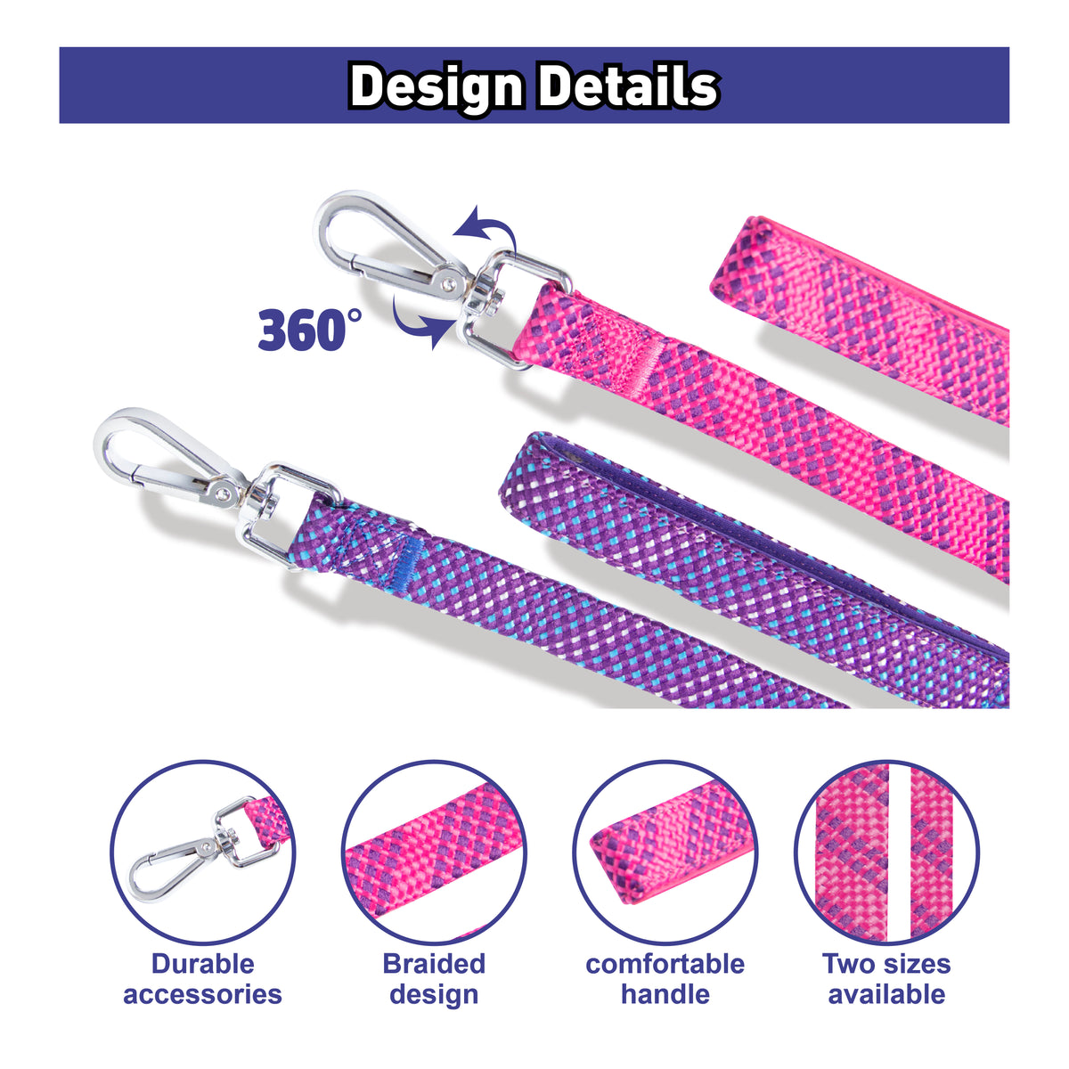 Wide Tape Dog Leash 72in - Pink - Additional Image 2