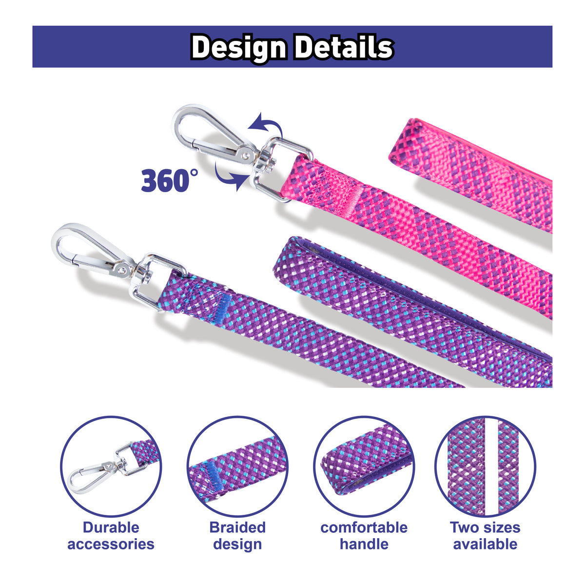 Tape Dog Leash 72in - Purple - Additional Image 1