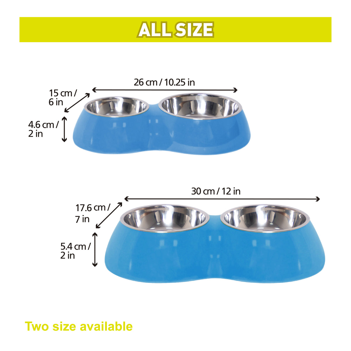 Melamine Double Diner with Stainless Steel Bowls - Assorted - M (400ml) - Additional Image 1