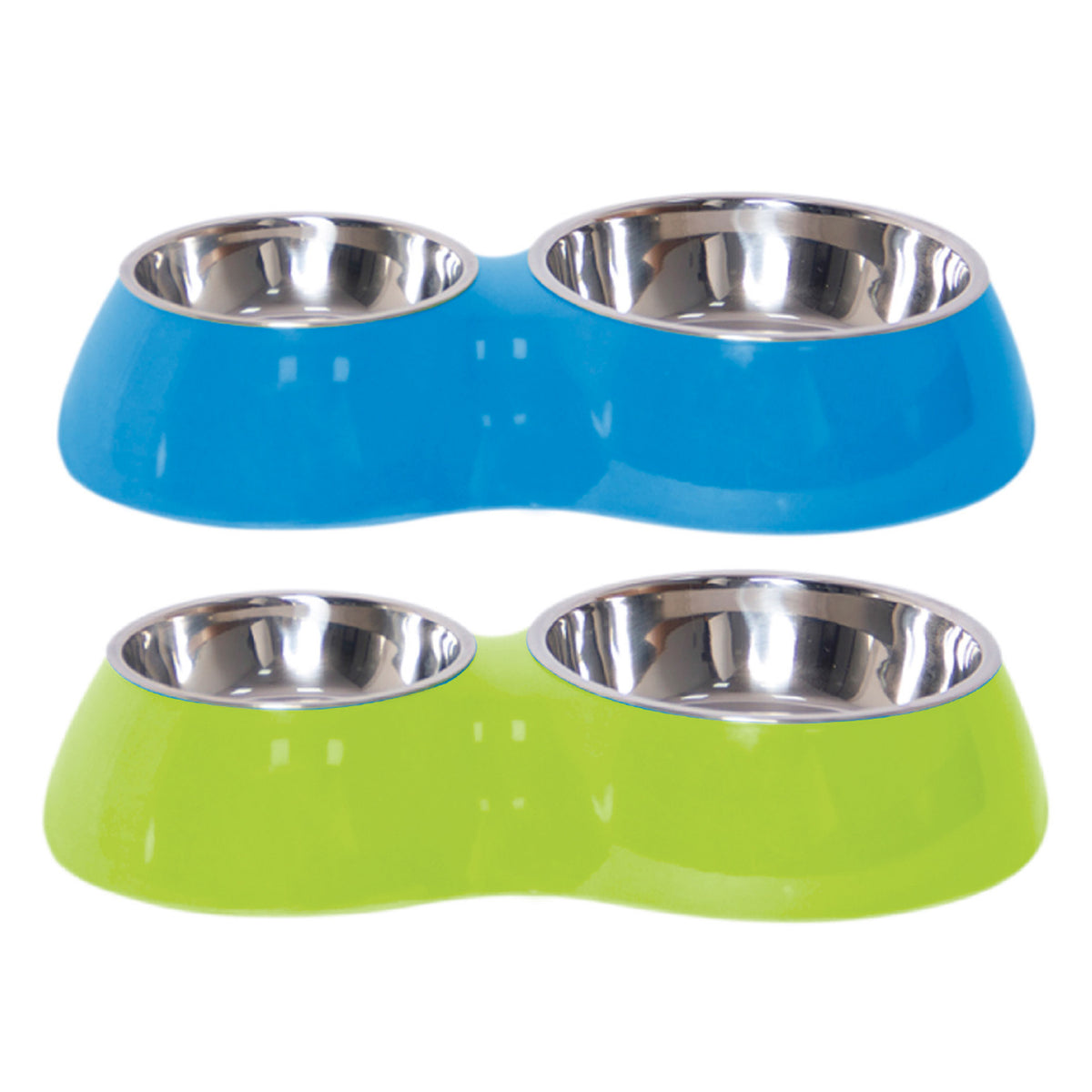 Melamine Double Diner with Stainless Steel Bowls - Assorted - M (400ml)