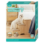Wooden 3-Step Dog Stairs with Storage - Additional Image 1