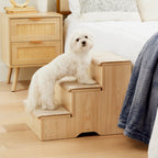 Wooden 3-Step Dog Stairs with Storage