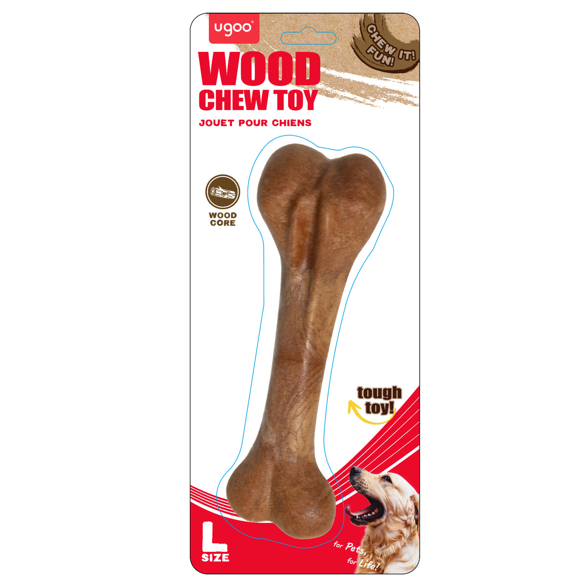 Wood Bone Chew Toy (Style A) - L
