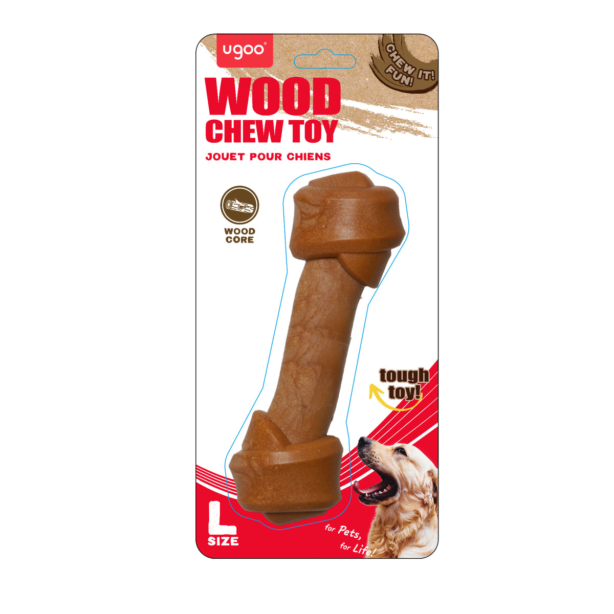 Wood Bone Chew Toy (Style B) - L
