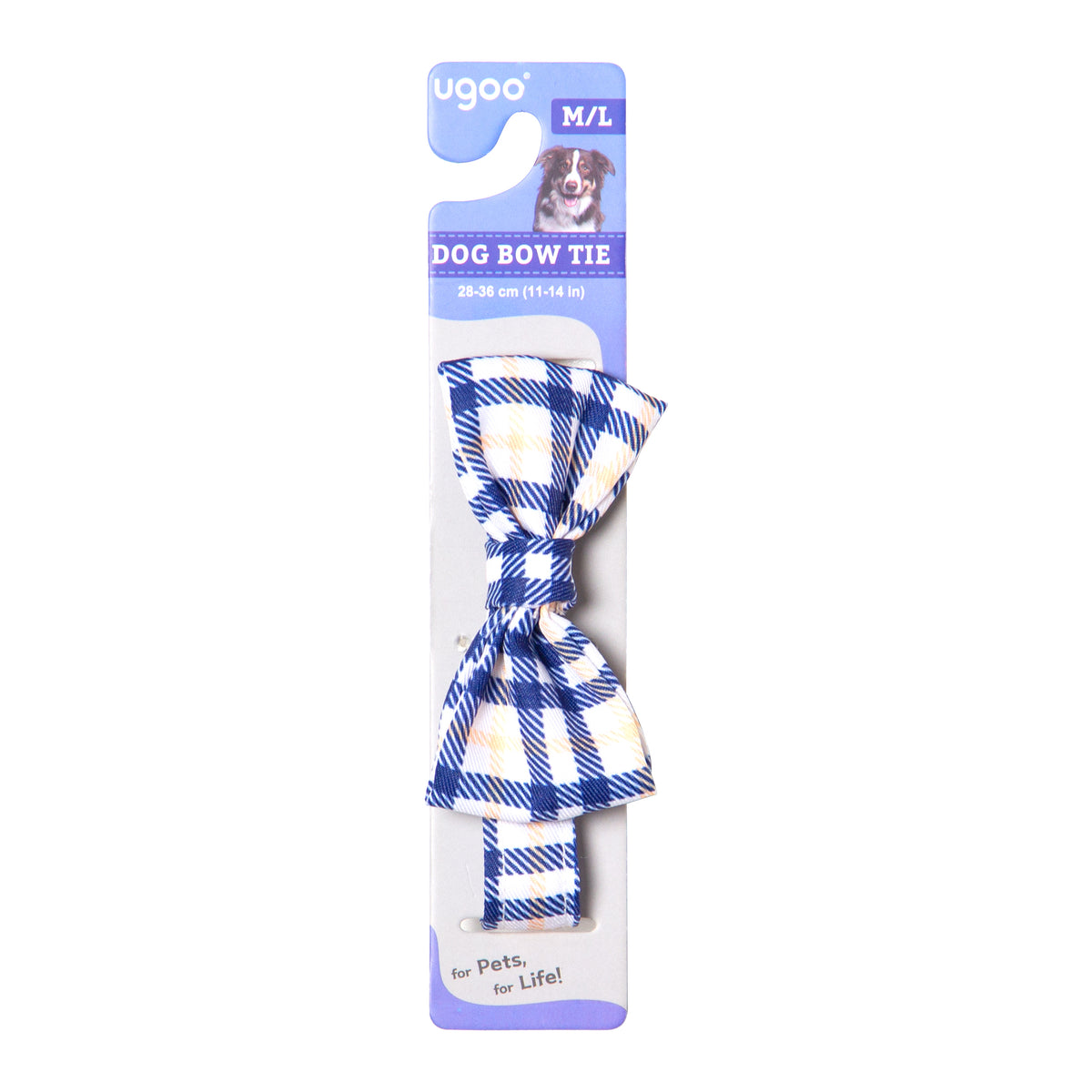 Adjustable Plaid Bow-Tie Dog Collar - M