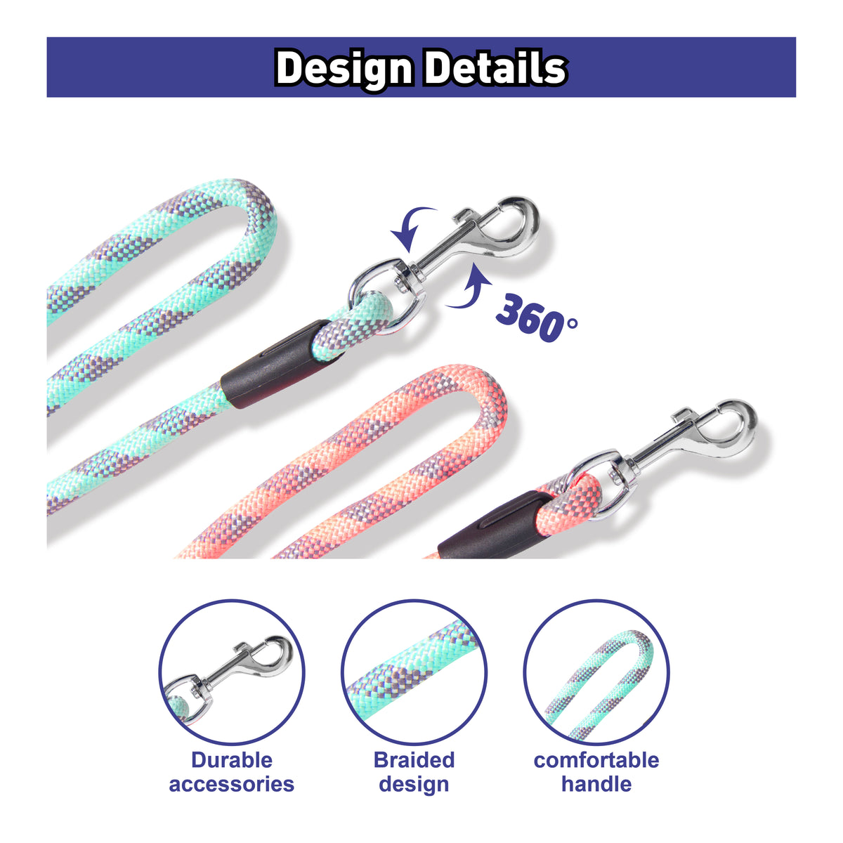 Rope Dog Leash 48in - Mint - Additional Image 1