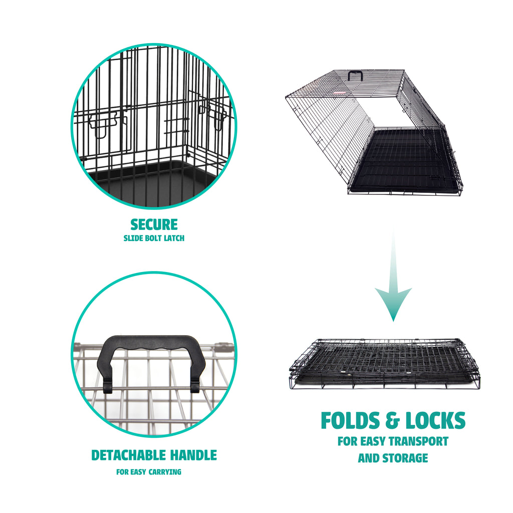 Double Door Folding Dog Crate - 42in - Additional Image 1