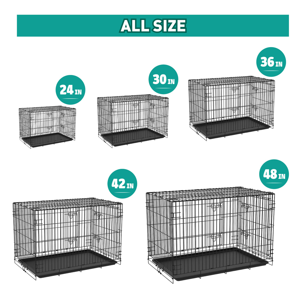 Double Door Folding Dog Crate - 42in - Additional Image 2