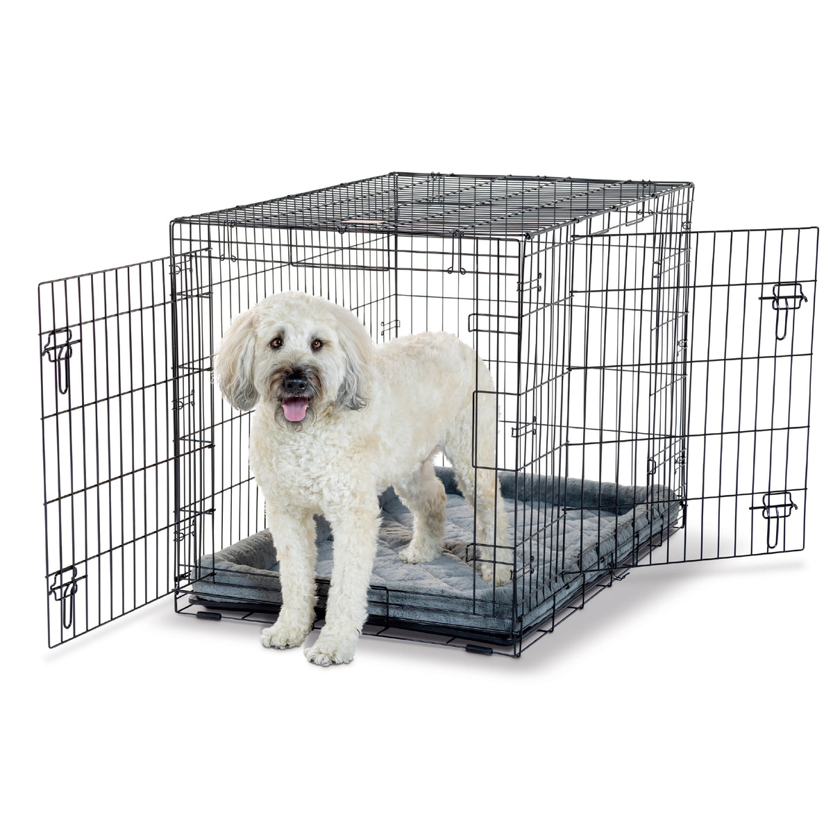 Double Door Folding Dog Crate - 48in