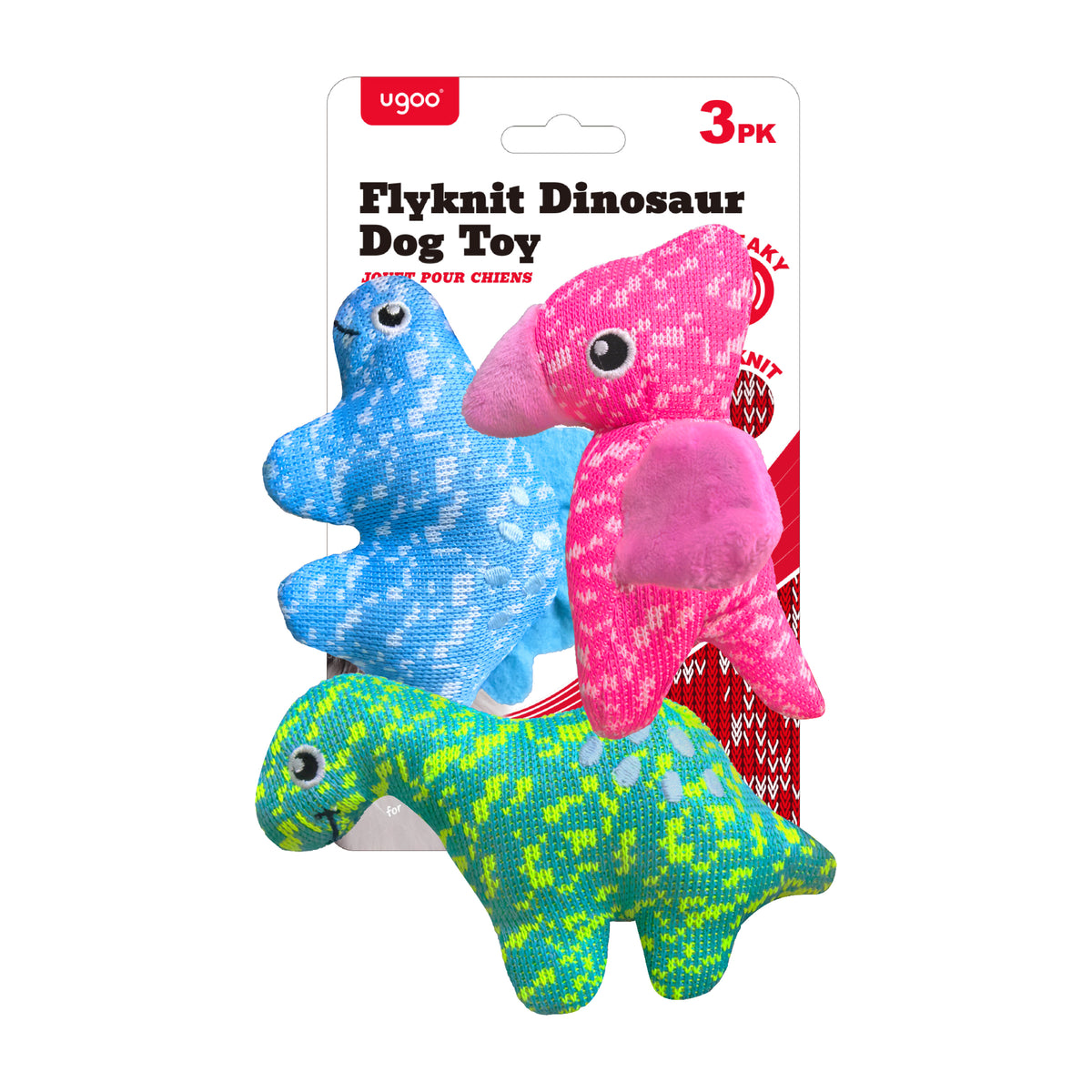 Flyknit Dinosaur Dog Toy 3pk