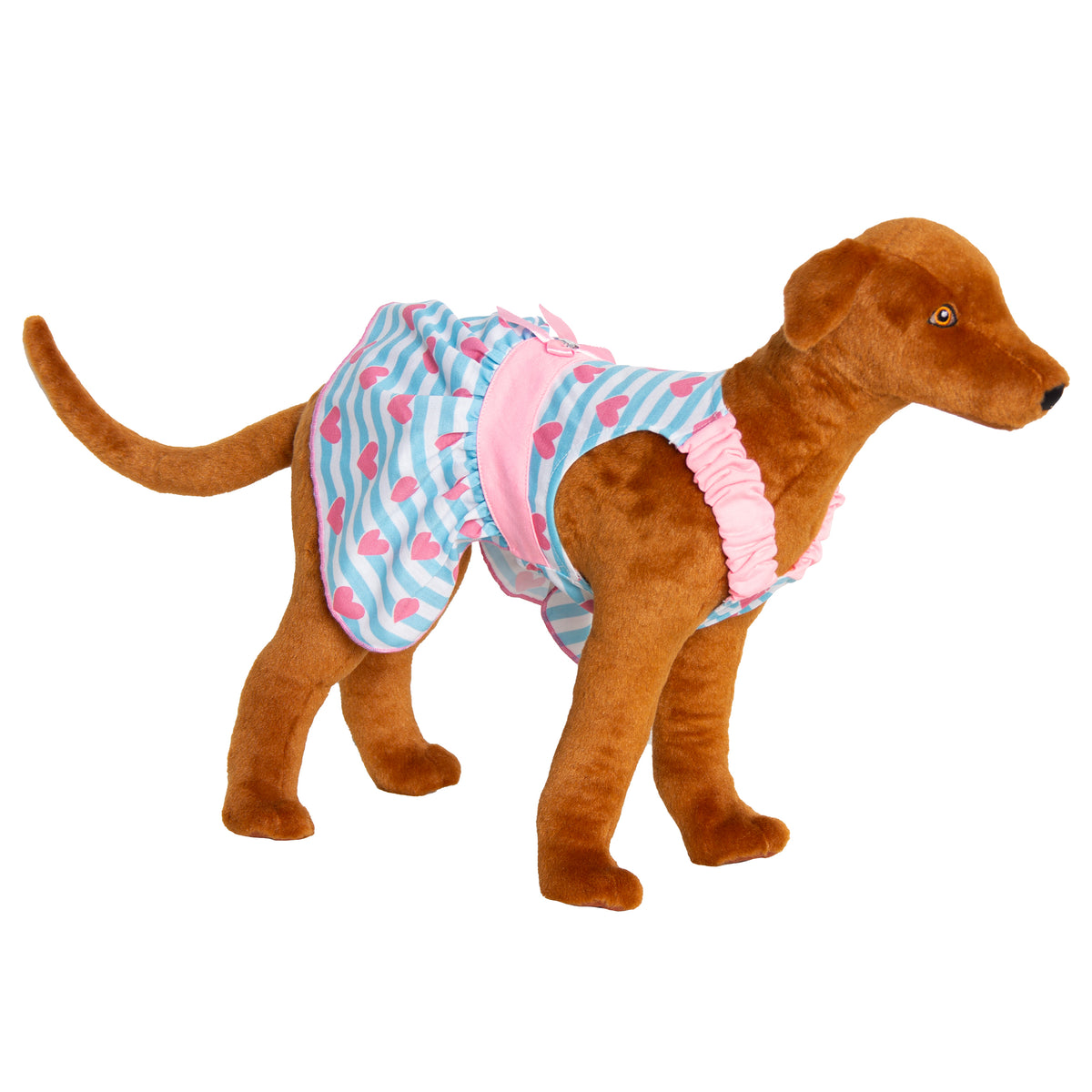 Striped & Hearts Dog Dress - S - Additional Image 1
