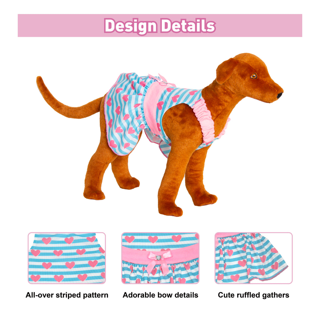 Striped & Hearts Dog Dress - S - Additional Image 2