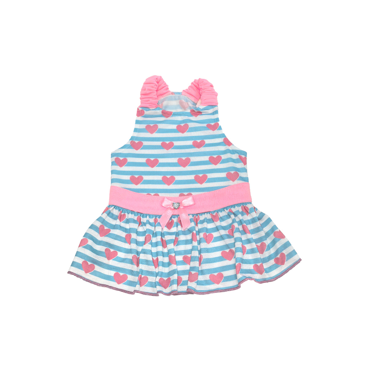 Striped & Hearts Dog Dress - S