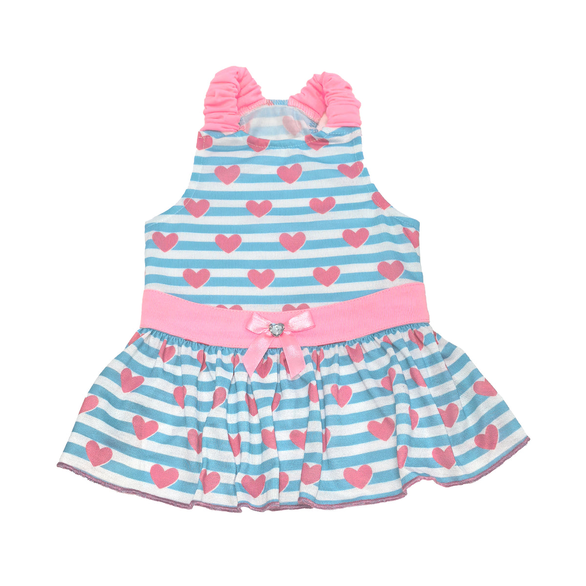 Striped & Hearts Dog Dress - M
