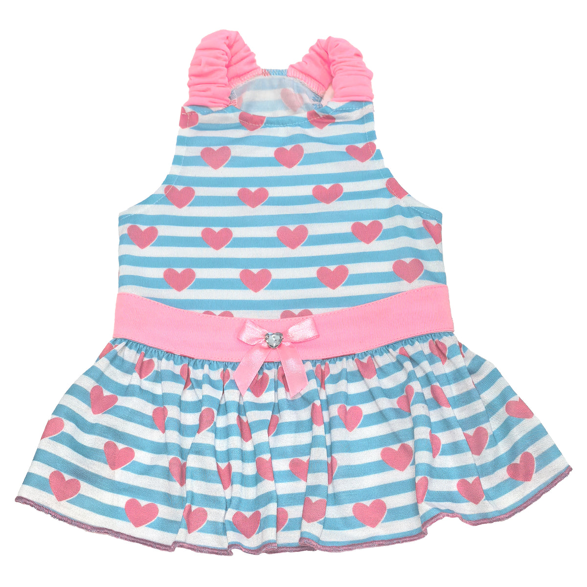 Striped & Hearts Dog Dress - L