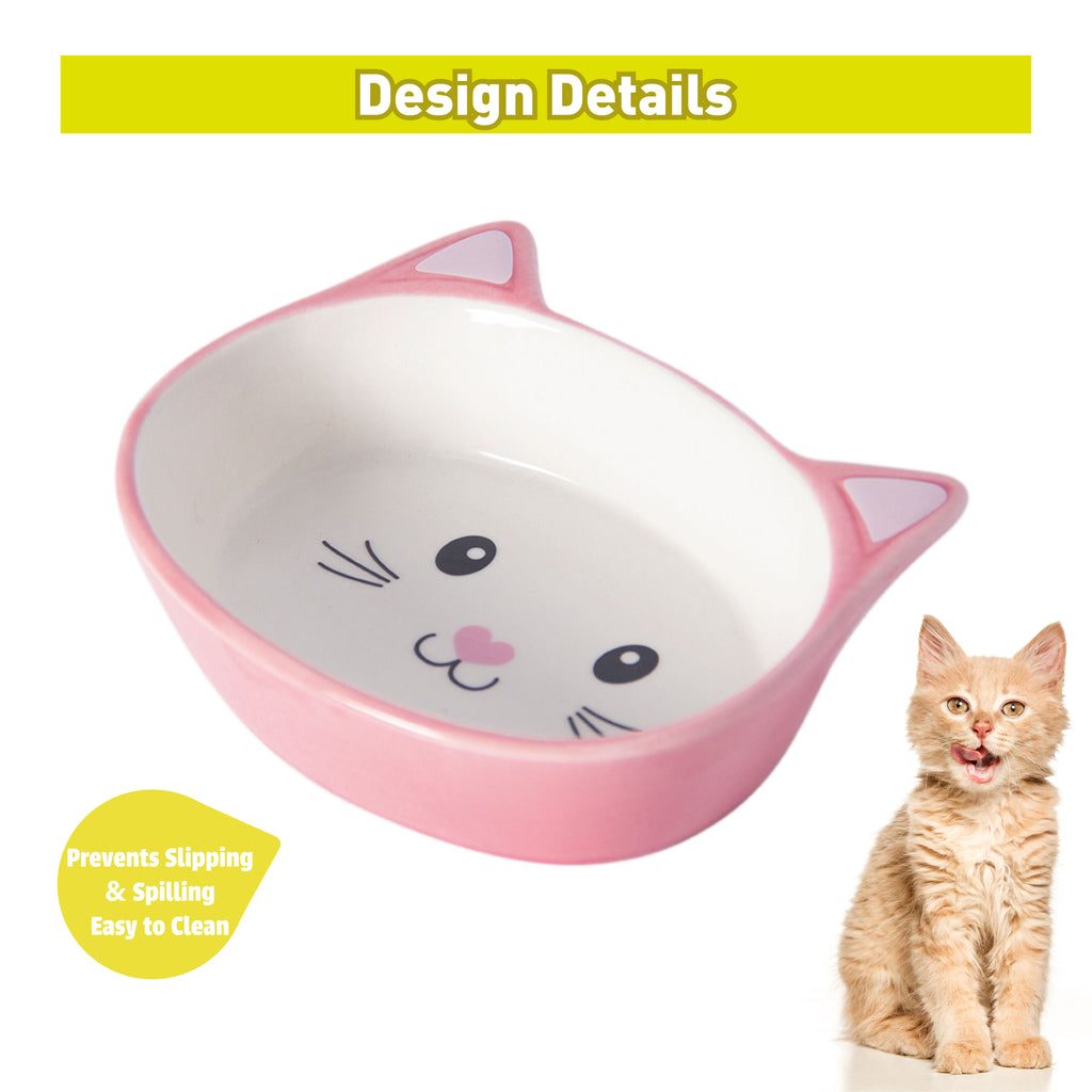 Cat Face Ceramic Cat Plate 200ml - Pink - Additional Image 1