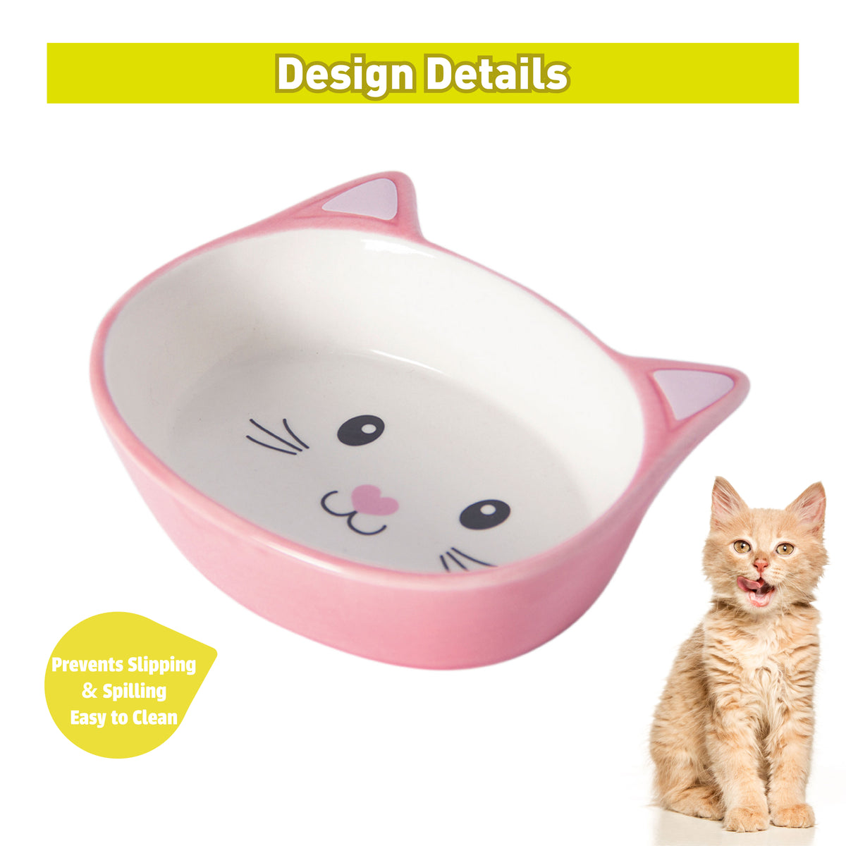 Cat Face Ceramic Cat Plate 200ml - Pink - Additional Image 1