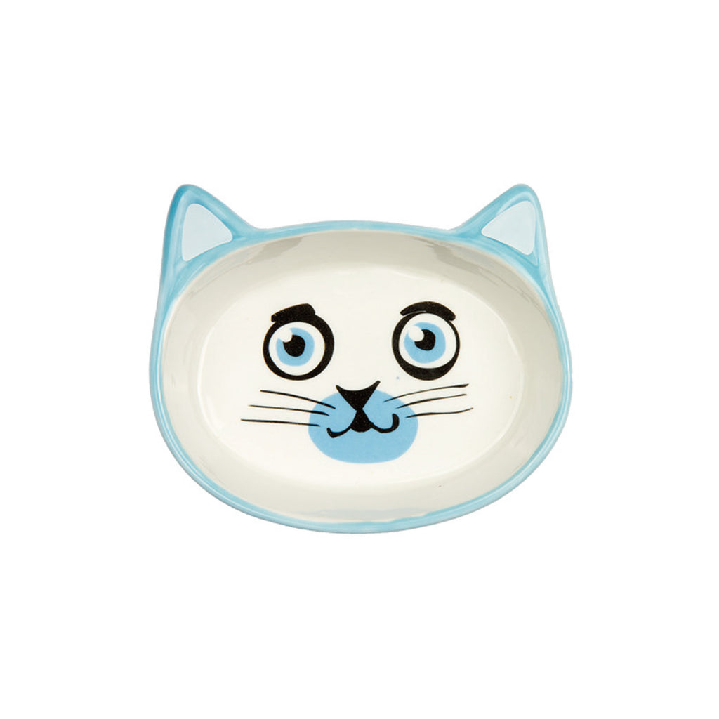 Cat Face Ceramic Cat Plate 200ml - Blue