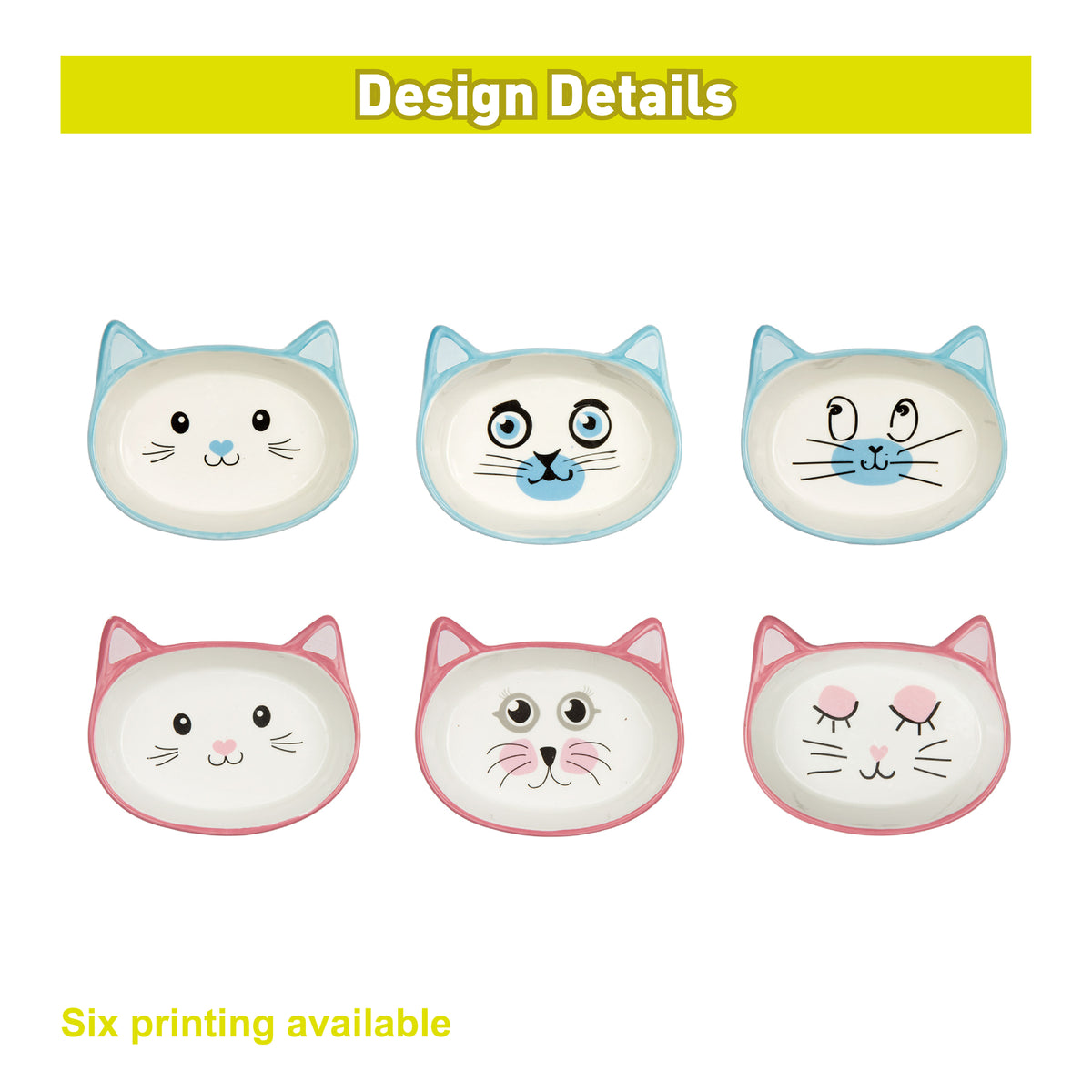 Cat Face Ceramic Cat Plate 200ml - Blue - Additional Image 1