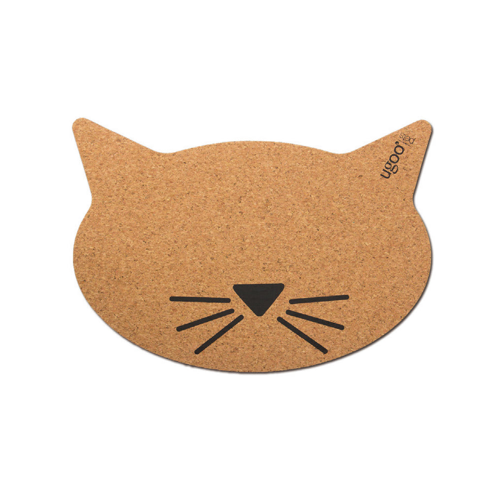 Pet Cork Feeding Mat Cat Face