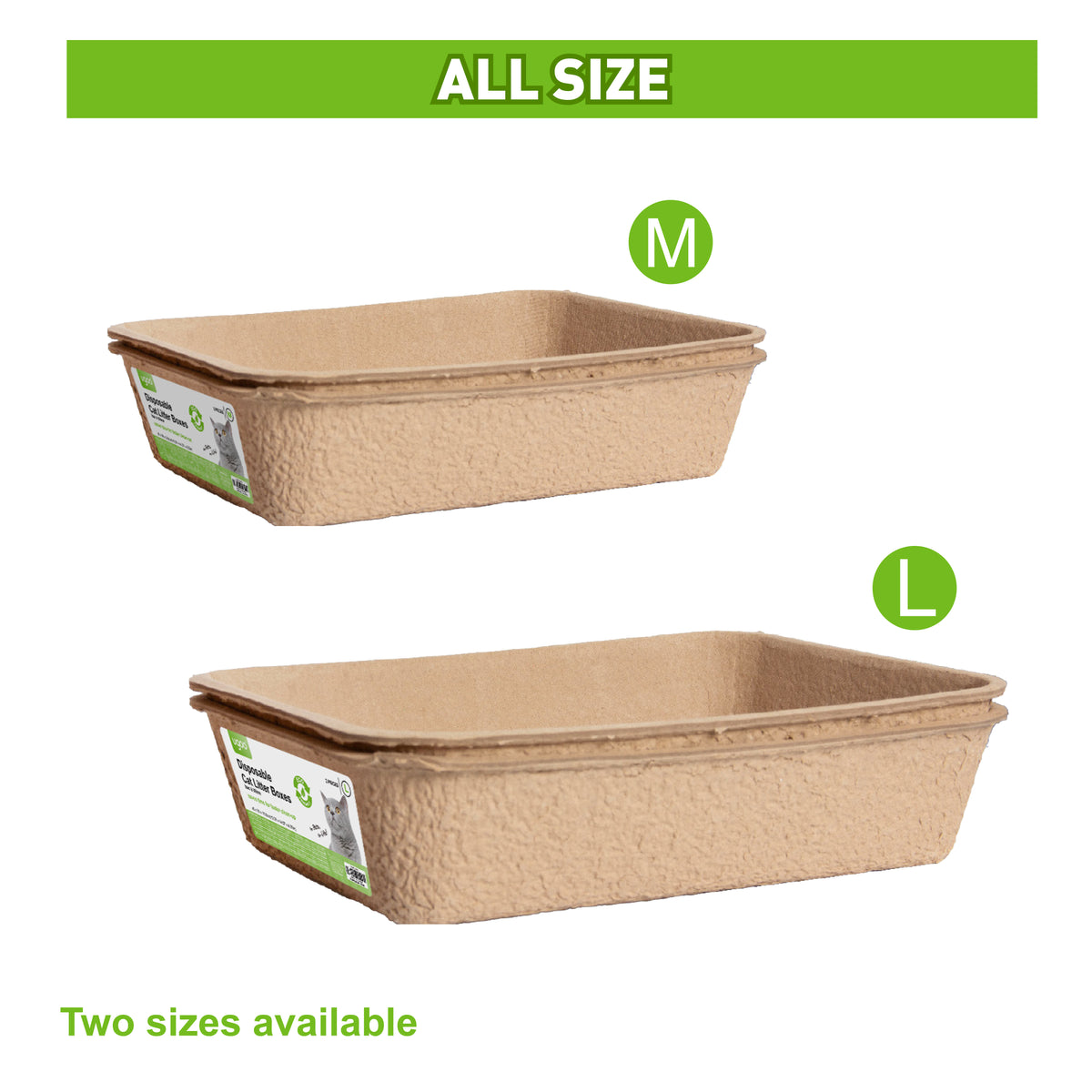 Disposable Litter Pan 2pk - Recycled Paper Pulp - M - Additional Image 1