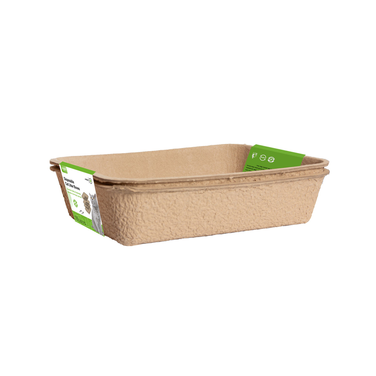 Disposable Litter Pan 2pk - Recycled Paper Pulp - M