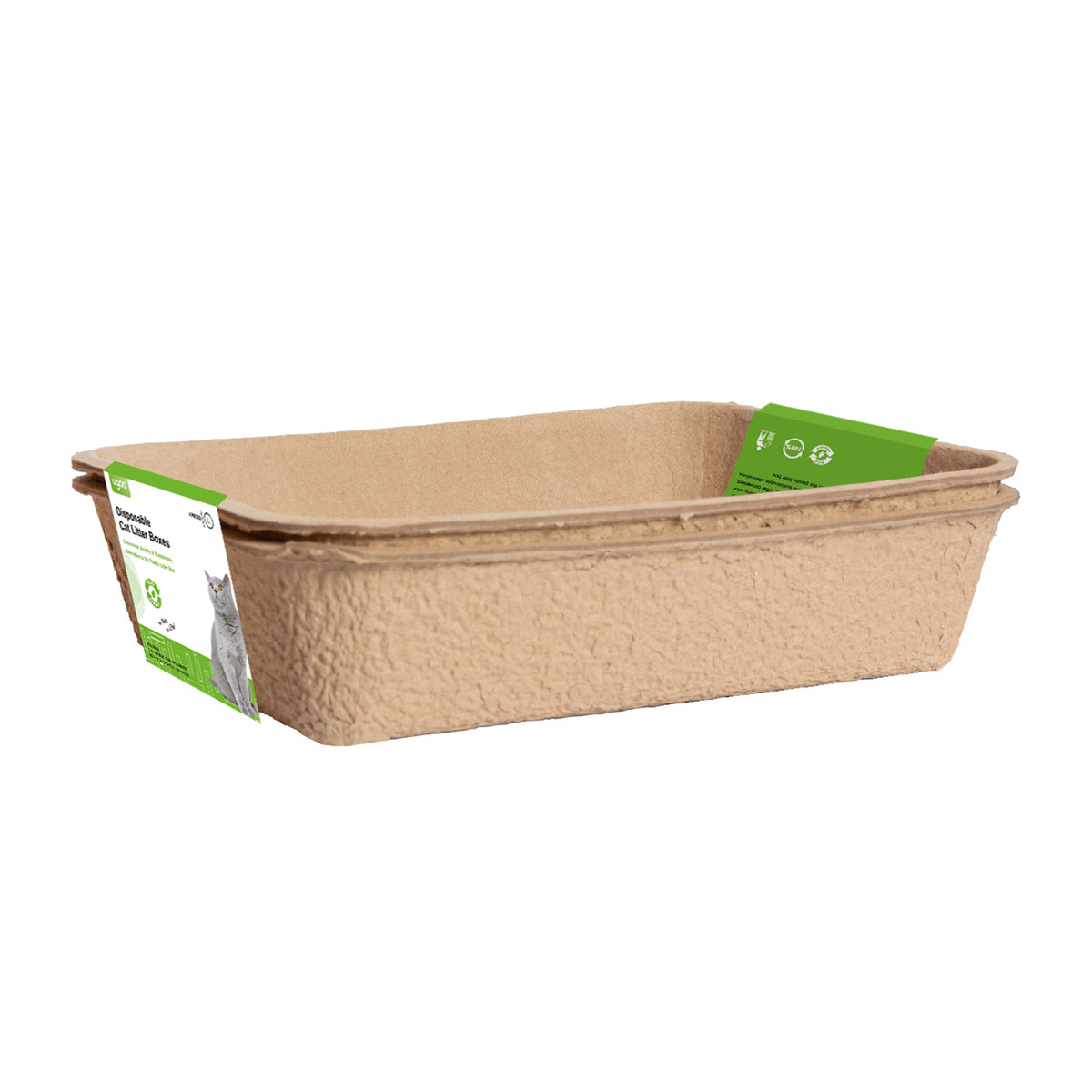 Disposable Litter Pan 2pk - Recycled Paper Pulp - L