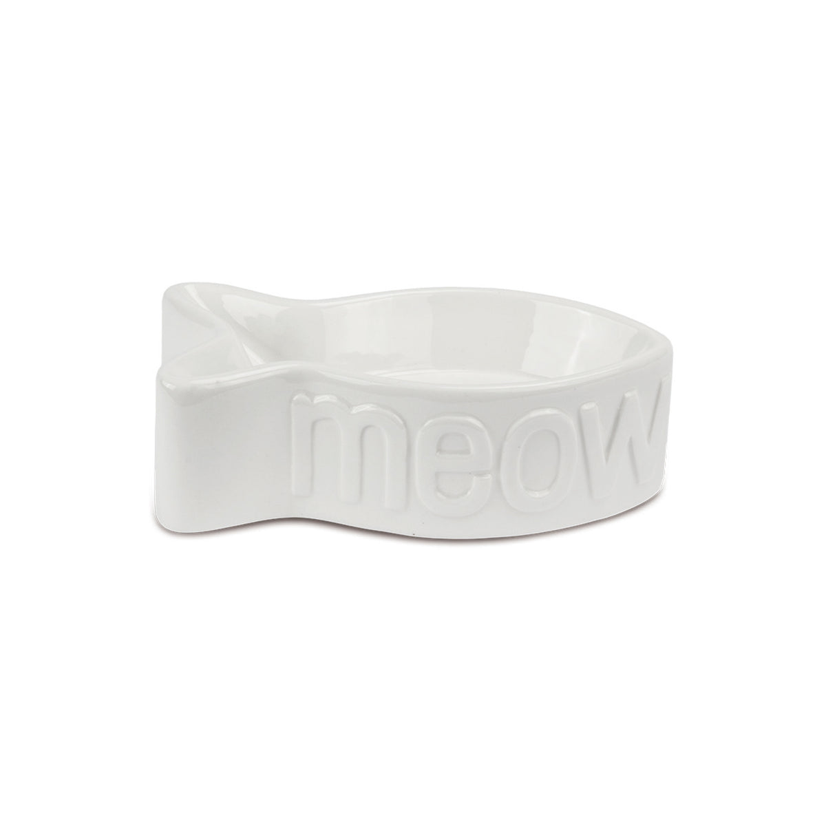 Fish Ceramic Cat Plate 210ml - White