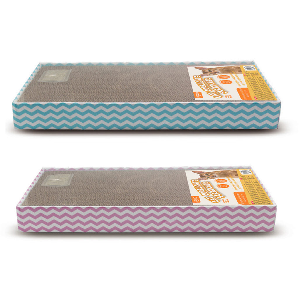 Corrugate Double Wide Scratcher (Blue/Pink Assorted)